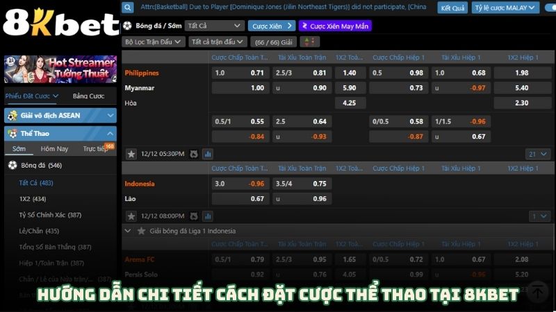 Hướng dẫn chi tiết cách đặt cược thể thao tại 8kbet